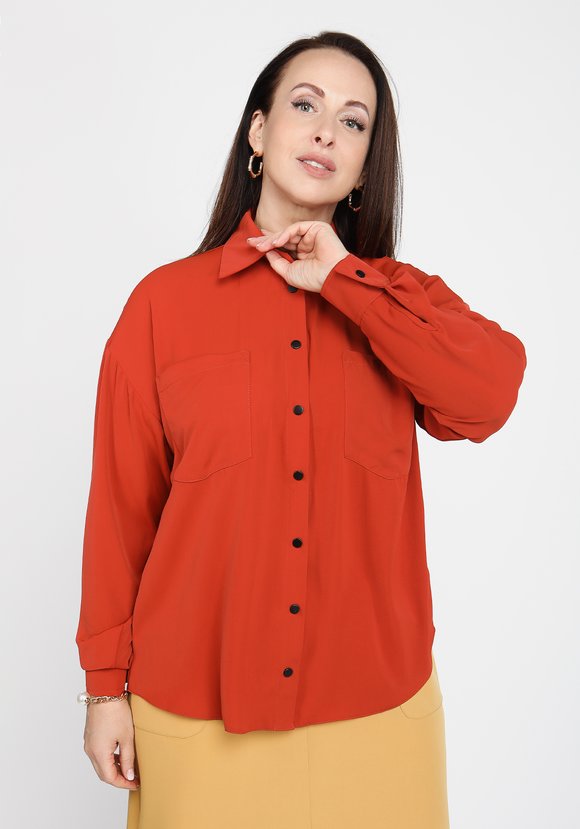 Блуза однотонная оверсайз шир.  580, рис. 6