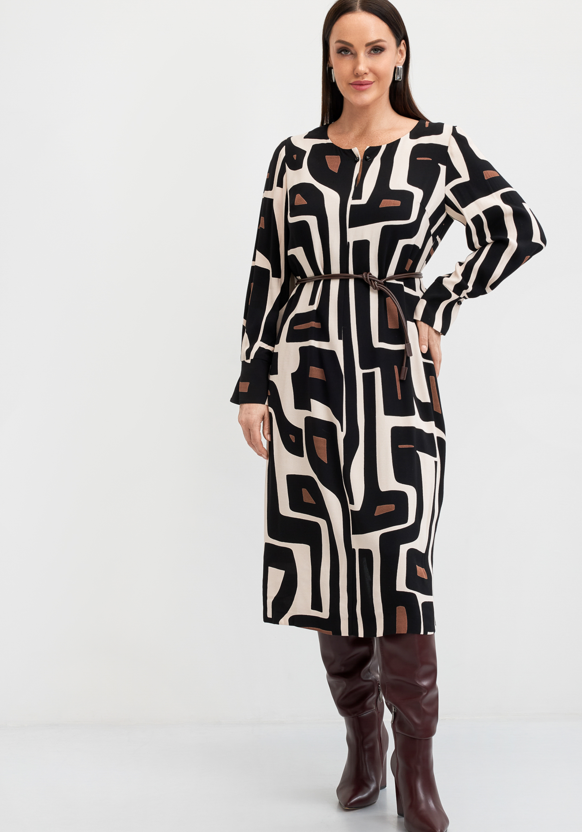 

Платье трикотажное с графическим принтом, Мультиколор