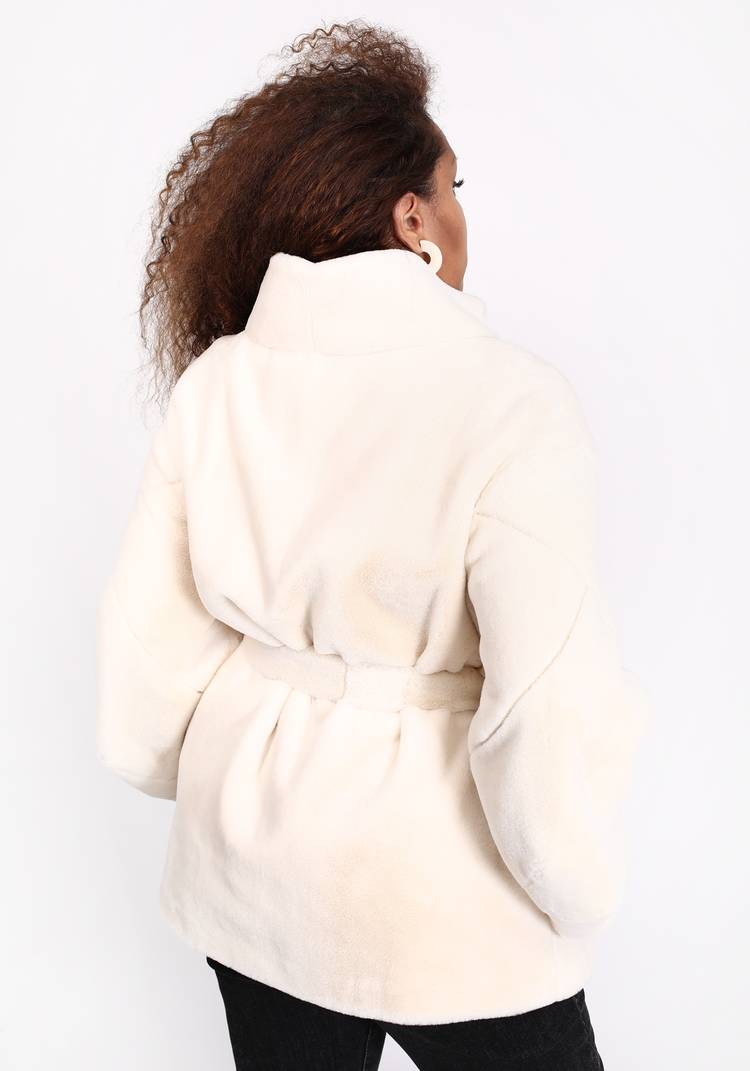 Полушубок из эко норки с объемным рукавом шир.  750, рис. 3