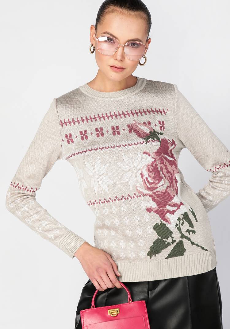 Джемпер женский с крупной розой шир.  750, рис. 10