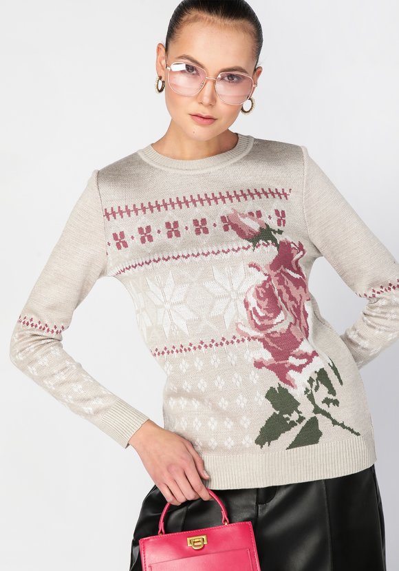 Джемпер женский с крупной розой шир.  580, рис. 10