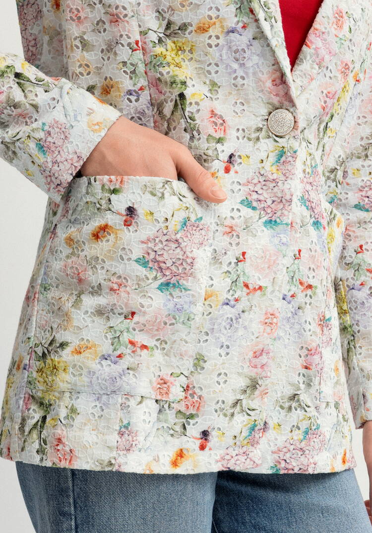 Пиджак из шитья с цветочным принтом шир.  750, рис. 6