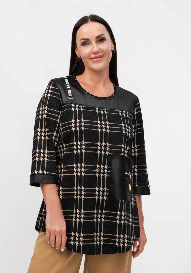 Блуза с кожаными вставками шир.  750, рис. 7