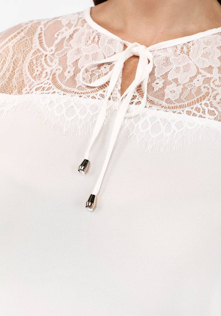 Блуза с кружевной вставкой и завязками шир.  750, рис. 8