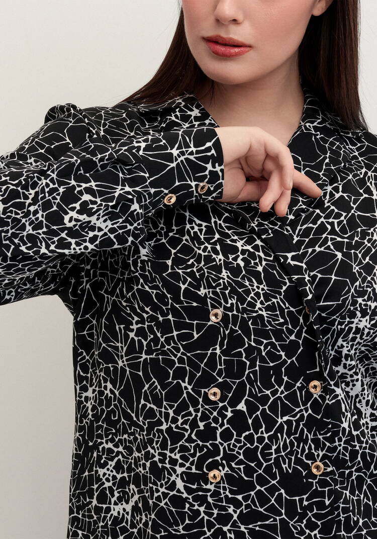 Блуза с отложным воротником двубортная шир.  750, рис. 5