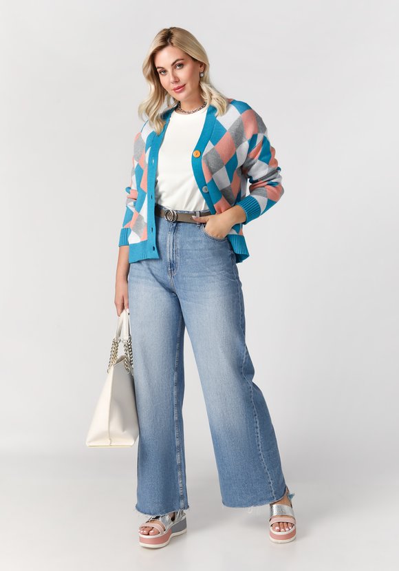 Кардиган Яркие ромбы шир.  580, рис. 31