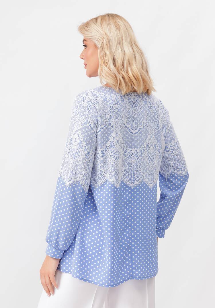 Блуза с ажурным кружевом в горох шир.  750, рис. 3