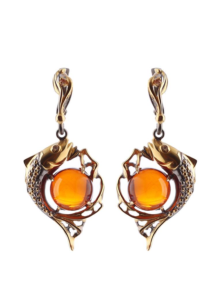 Серьги Золотая рыбка шир.  750, рис. 1