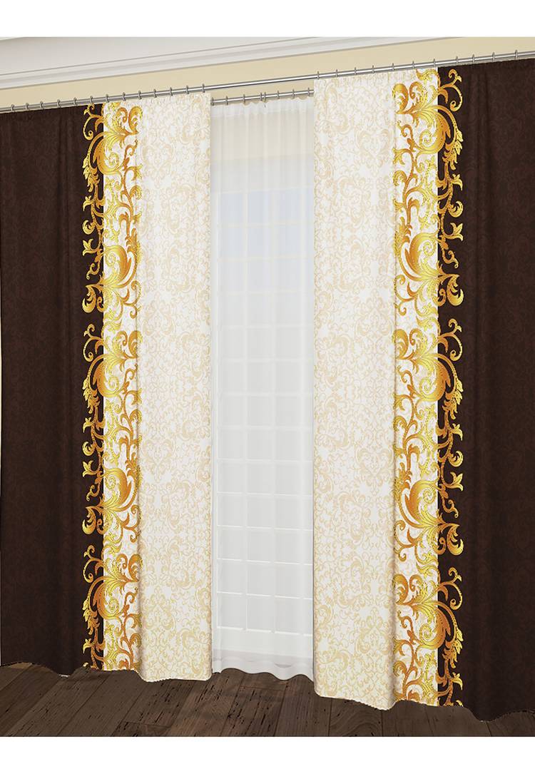 Комплект штор Шоколадное пралине + тюль в подарок шир.  750, рис. 1