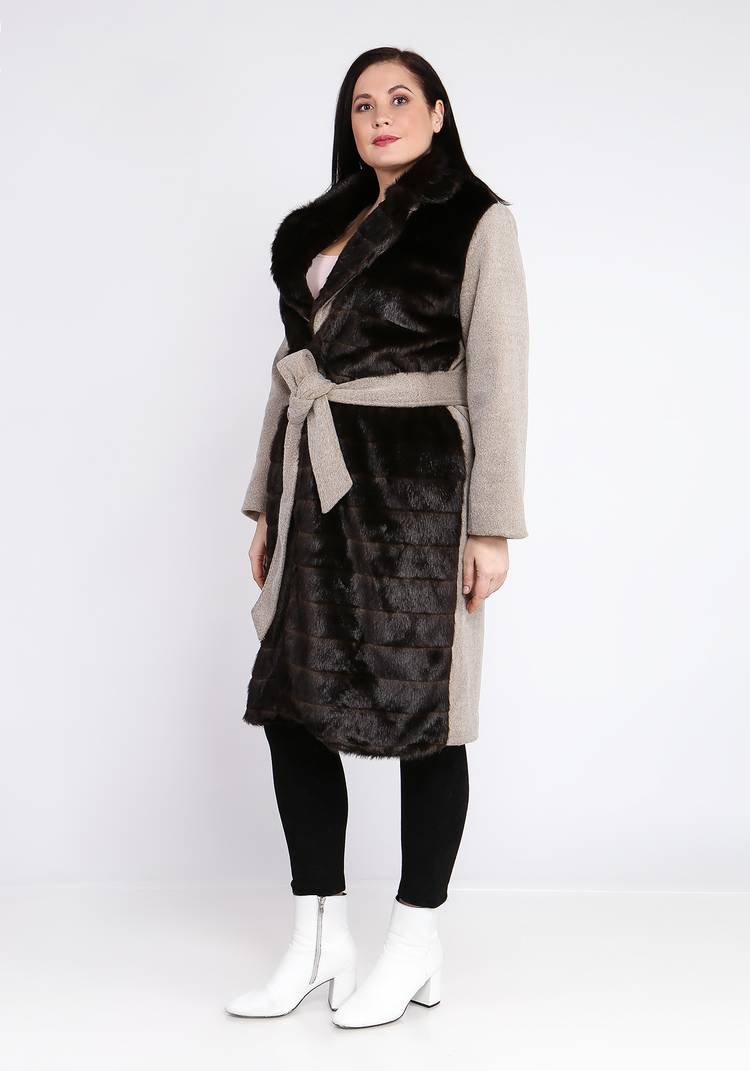 Пальто с отделкой из меха и поясом шир.  750, рис. 6
