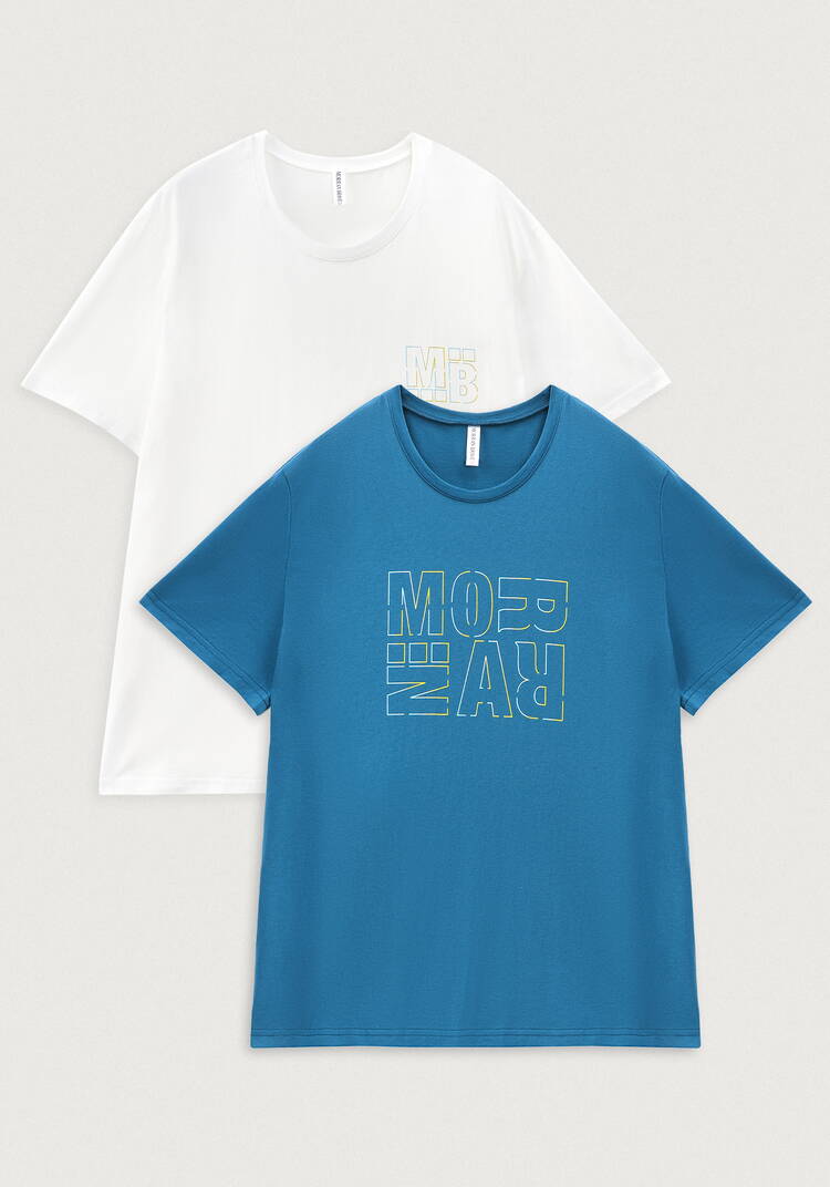 Комплект футболок с лаконичным принтом, 2 шт. шир.  750, рис. 12