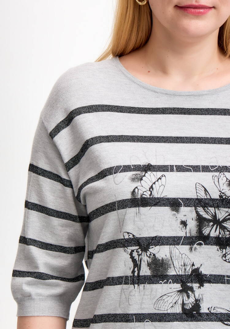 Блуза в полоску с принтом шир.  750, рис. 17