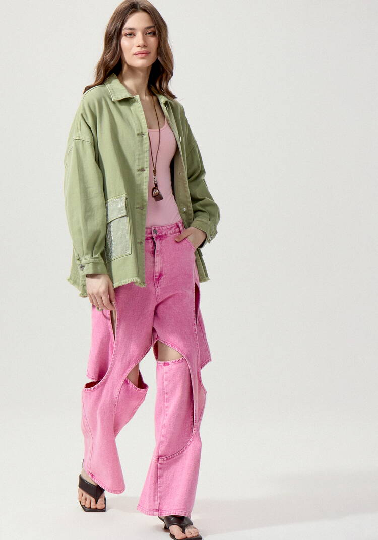 Джинсовая куртка со стразами на карманах шир.  750, рис. 16