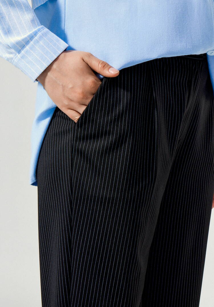 Брюки прямые в мелкую полоску шир.  750, рис. 4