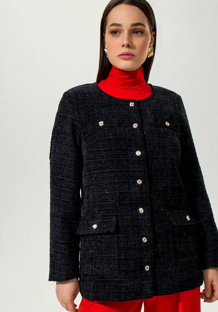 Жакет однобортный из твида шир.  750, рис. 4