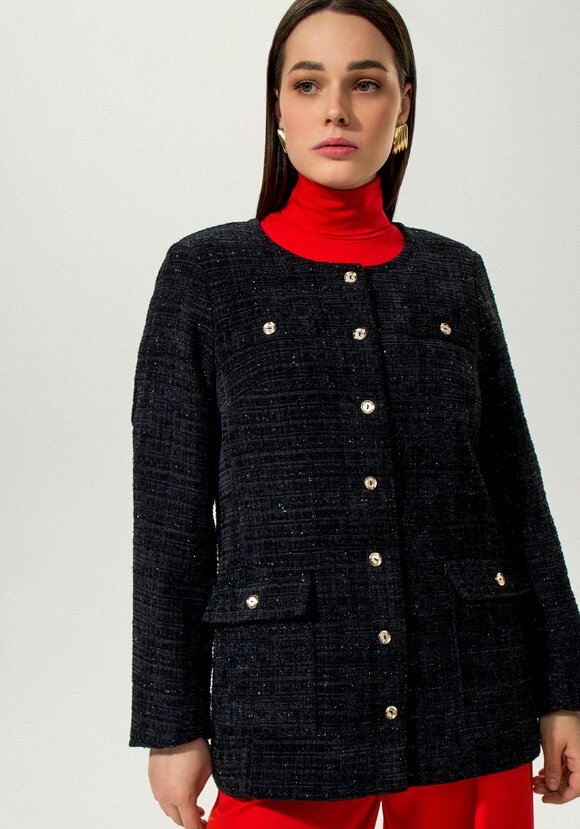 Жакет однобортный из твида шир.  580, рис. 4