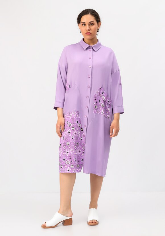 Платье-рубашка из штапеля комбинированное шир.  580, рис. 12