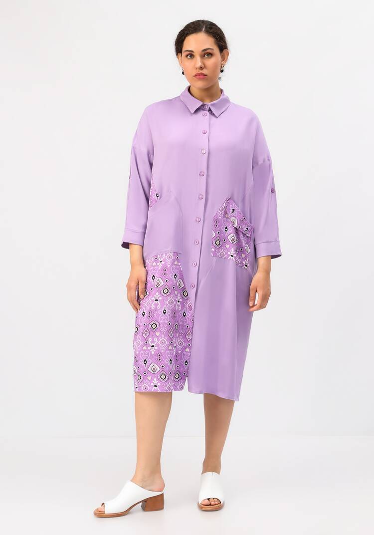 Платье-рубашка из штапеля комбинированное шир.  750, рис. 12