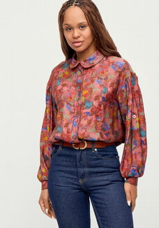 Блуза из ткани с акварельным принтом