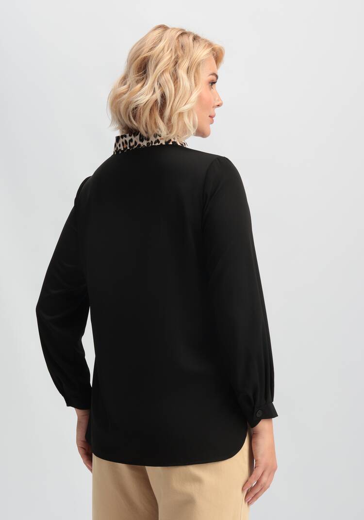 Блуза с принтом по воротнику и планке шир.  750, рис. 12