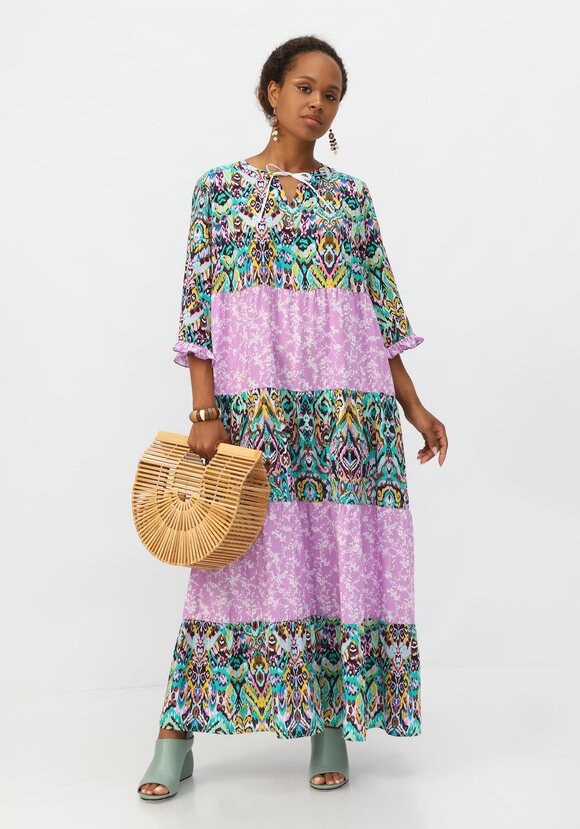 Платье с ярусами и комбинированным принтом шир.  580, рис. 41