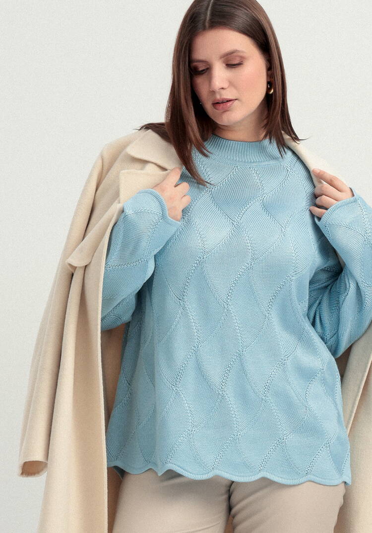 Джемпер с волнообразным краем и рисунком ромб шир.  750, рис. 8