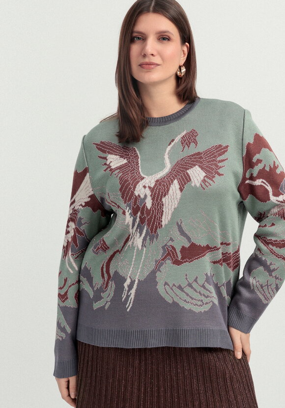 Джемпер с рисунком Журавль шир.  580, рис. 19