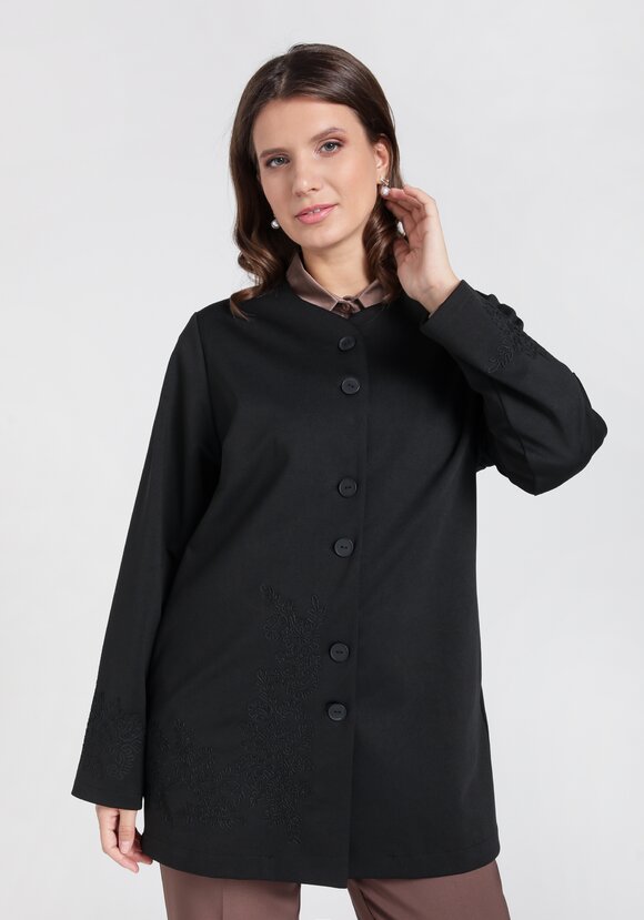 Кардиган прямого силуэта с вышивкой шир.  580, рис. 1