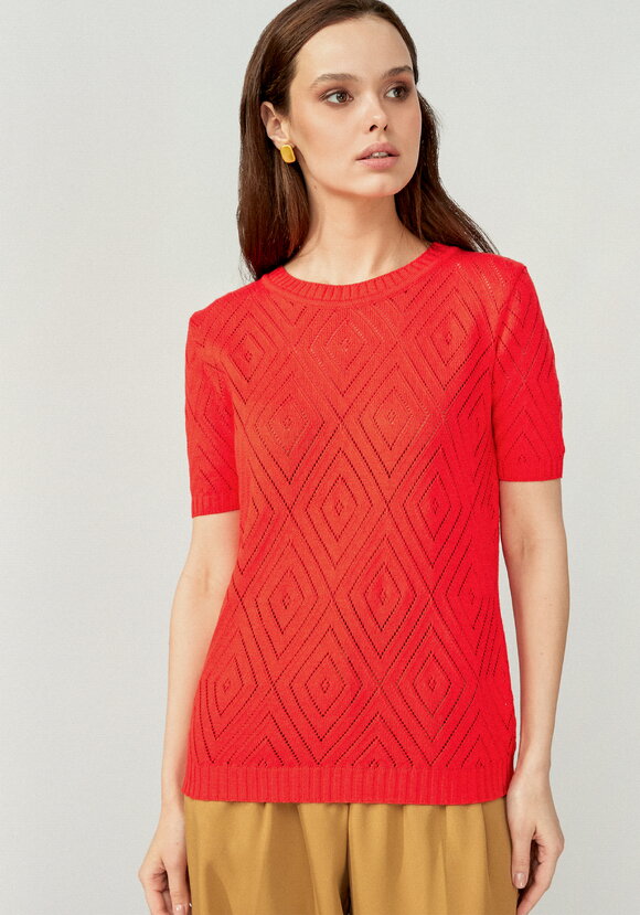 Джемпер с коротким рукавом ажурный шир.  580, рис. 12