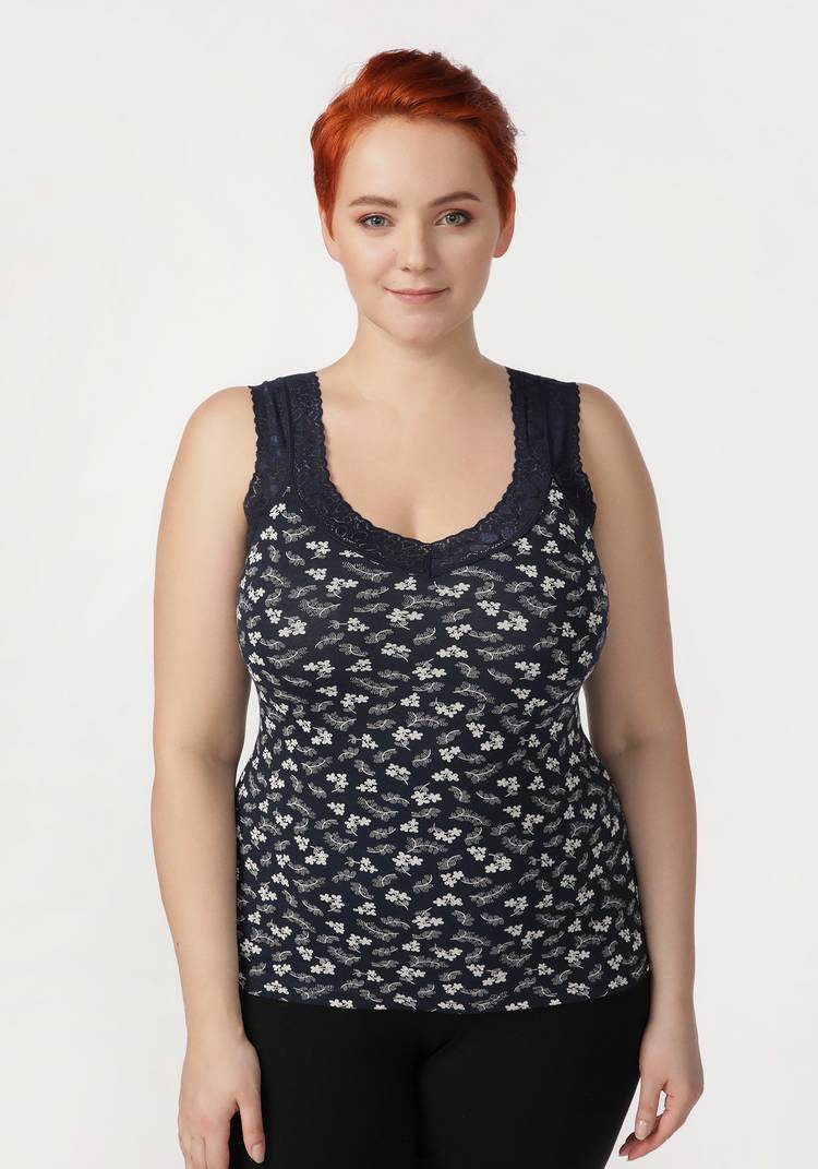 Майка из хлопка с кружевом Аэлита шир.  750, рис. 7