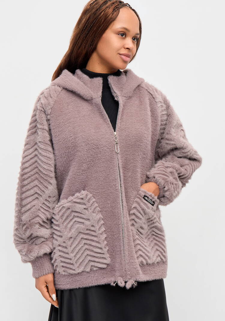 Куртка-альпака с капюшоном, удлиненная шир.  750, рис. 1