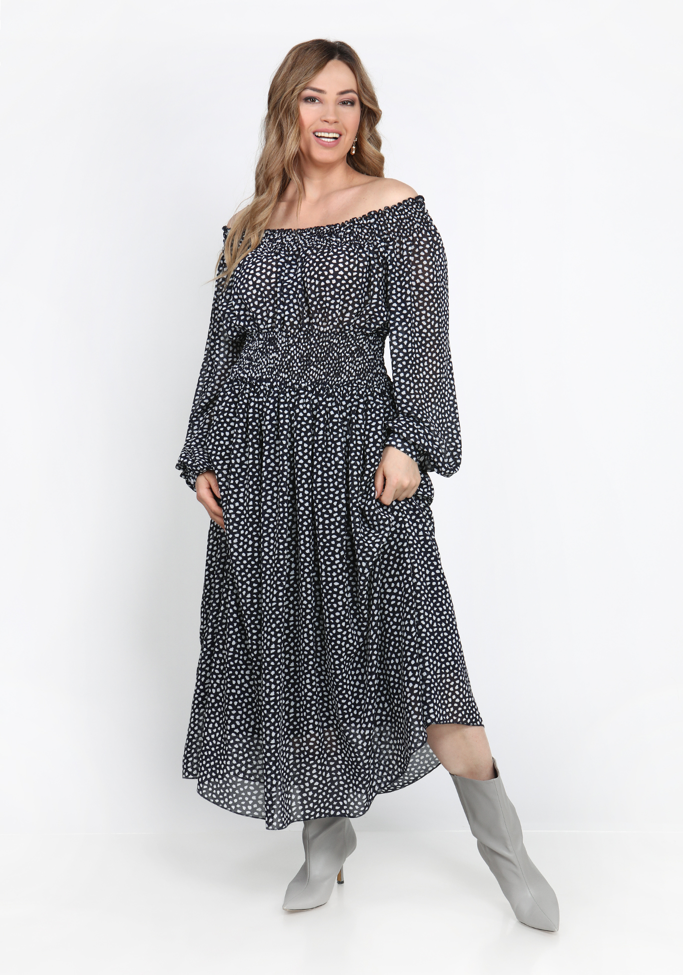 

Платье с сборкой "Елизавета", Синий