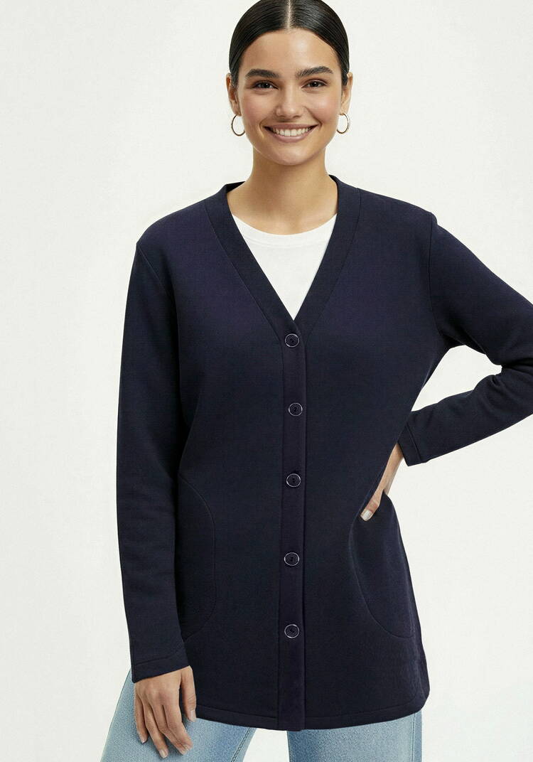 Кардиган на пуговицах утепленный шир.  750, рис. 1