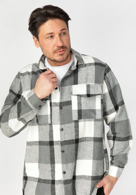 Рубашка мужская в крупную клетку шир.  580, рис. 16