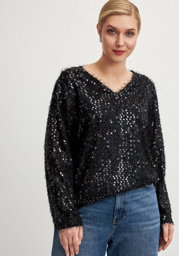 Джемпер с объемным ворсом и паетками шир.  750, рис. 14