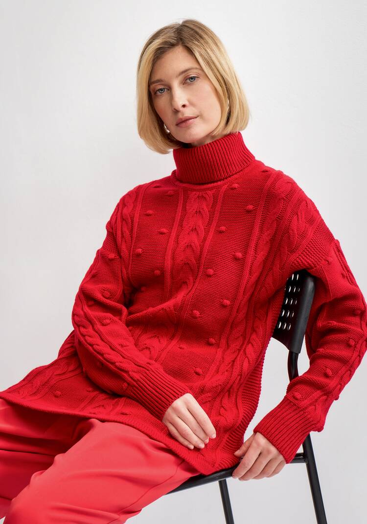 Джемпер с высокой горловиной и косами шир.  750, рис. 23