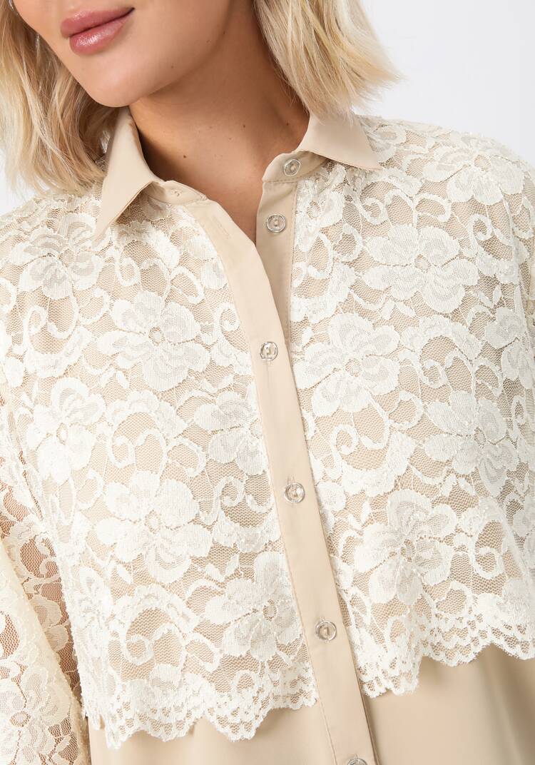 Блуза с ажурным кружевом на груди шир.  750, рис. 5