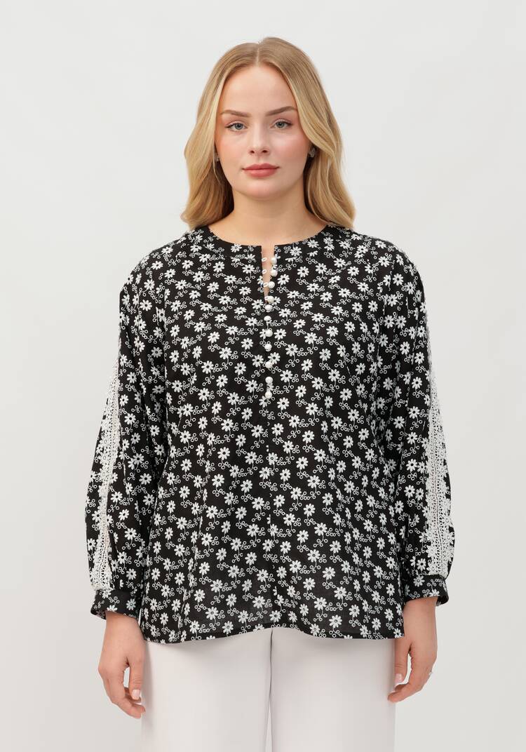 Блуза с вышивкой и кружевом по рукавам шир.  750, рис. 11