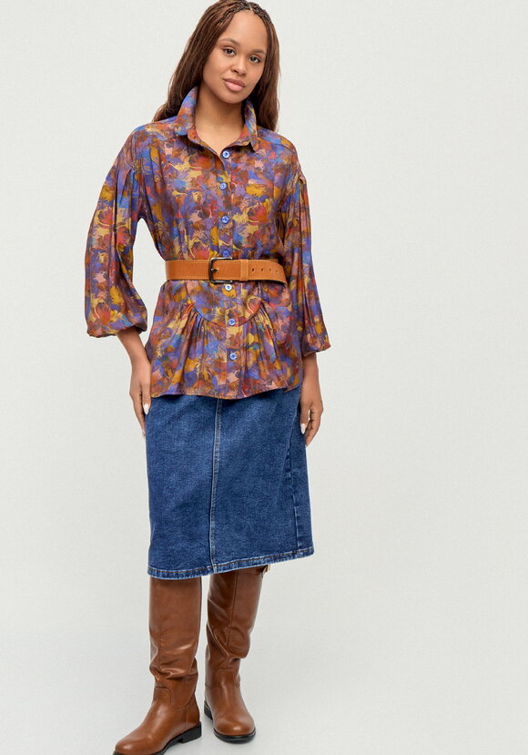 Блуза из ткани с акварельным принтом шир.  580, рис. 33