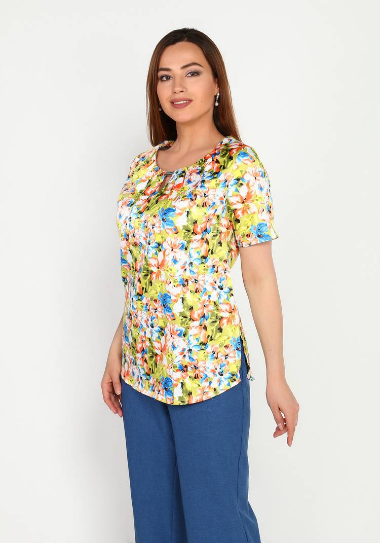 Блуза прямая с цветочным принтом шир.  750, рис. 2