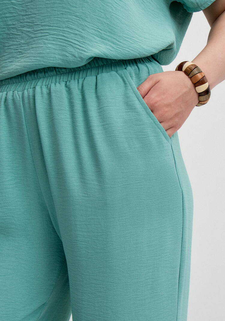 Брюки палаццо на резинке с карманами шир.  750, рис. 5