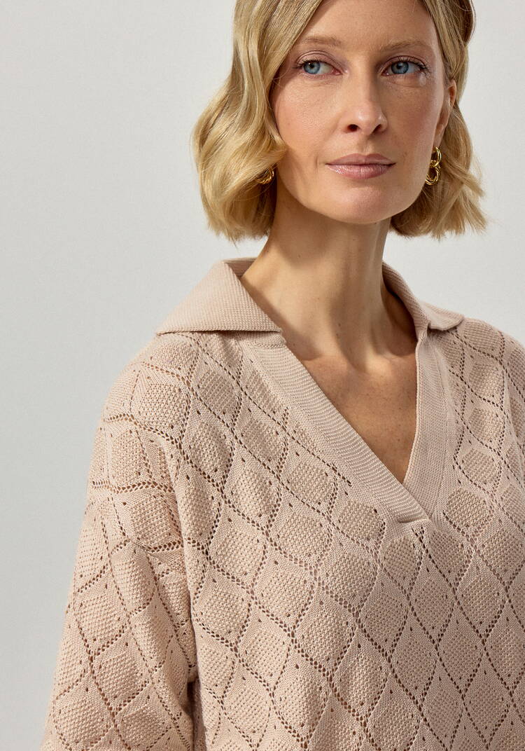 Джемпер-поло с ажурным рисунком шир.  750, рис. 4