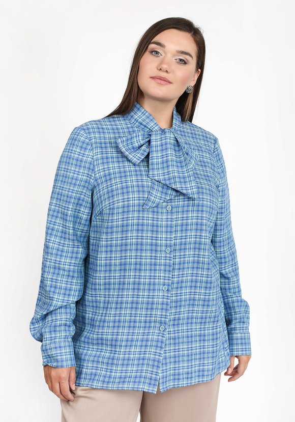 Блуза в клетку с бантом шир.  580, рис. 8