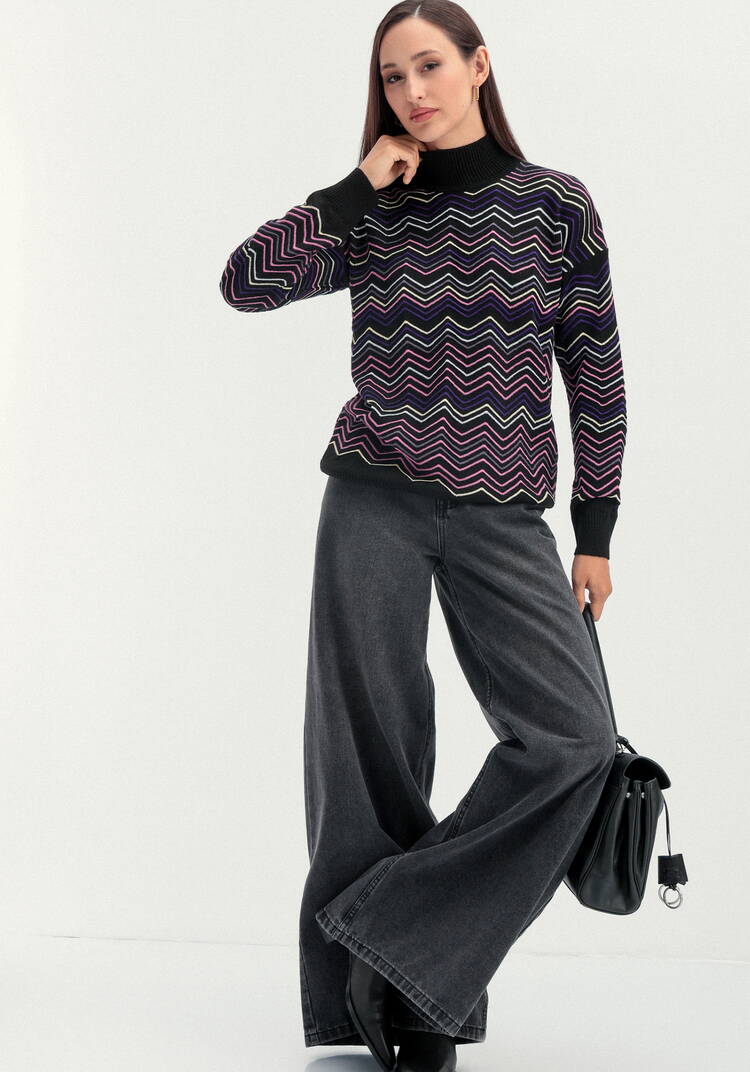 Свитер с высоким горлом и принтом зигзаг шир.  750, рис. 4