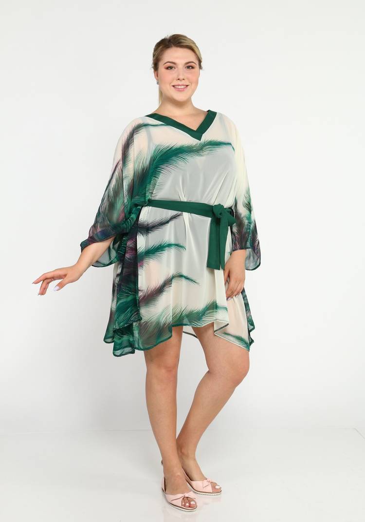 Накидка с принтом и поясом шир.  750, рис. 5