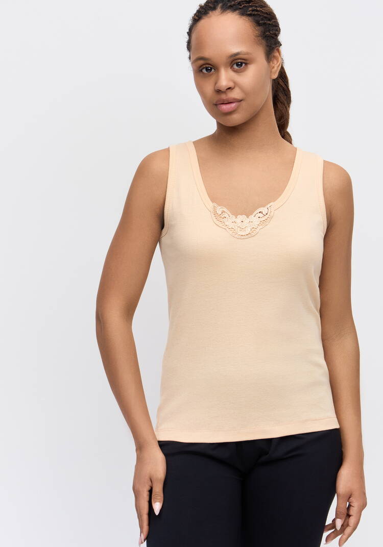 Майка из хлопка с кружевным шитьем шир.  750, рис. 5