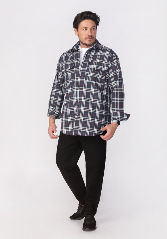 Рубашка мужская в мелкую клетку шир.  580, рис. 7