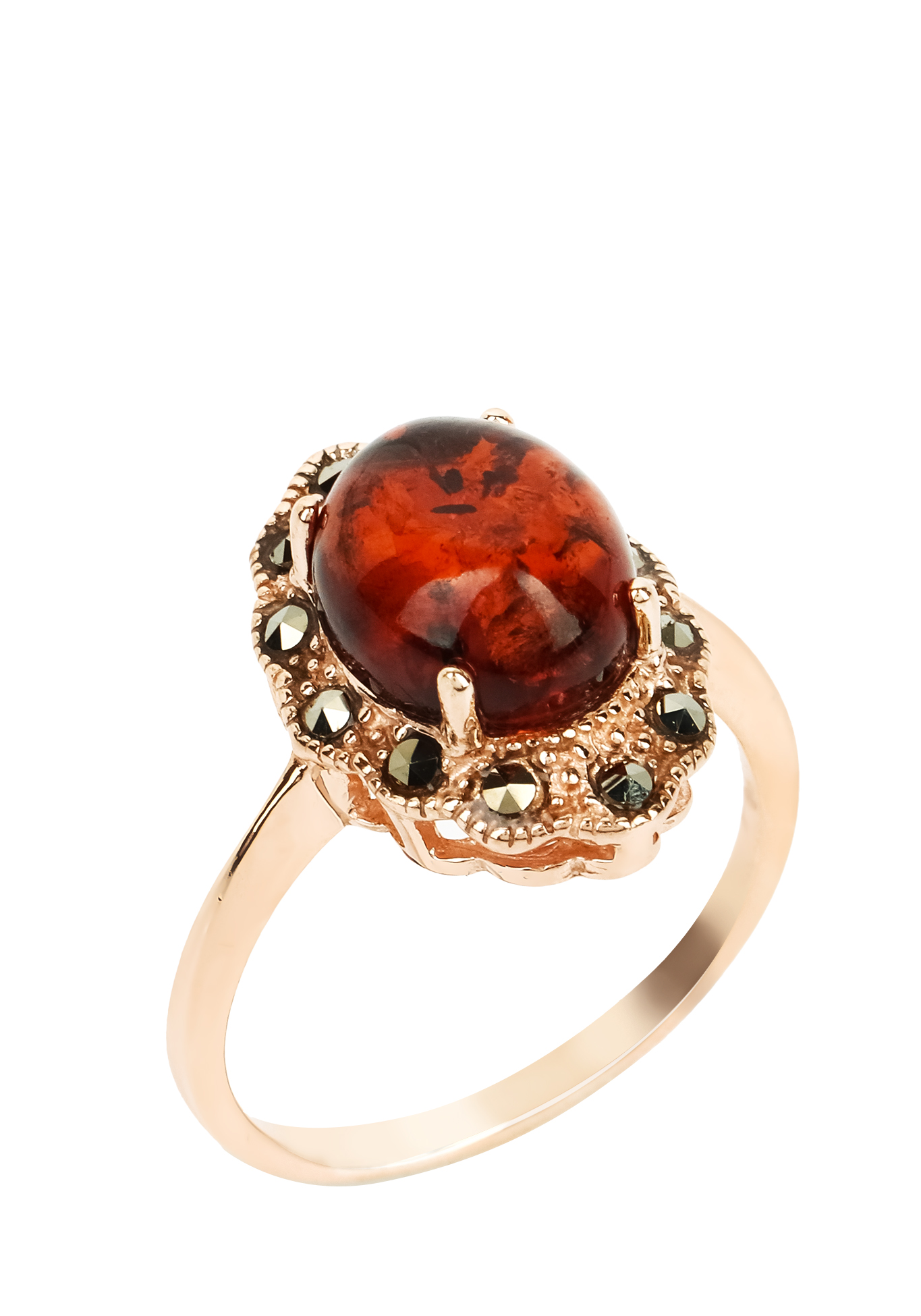 Кольцо  серебряное "Фантазия" Бриллианит Натюр, размер 17, цвет медовый перстень - фото 7