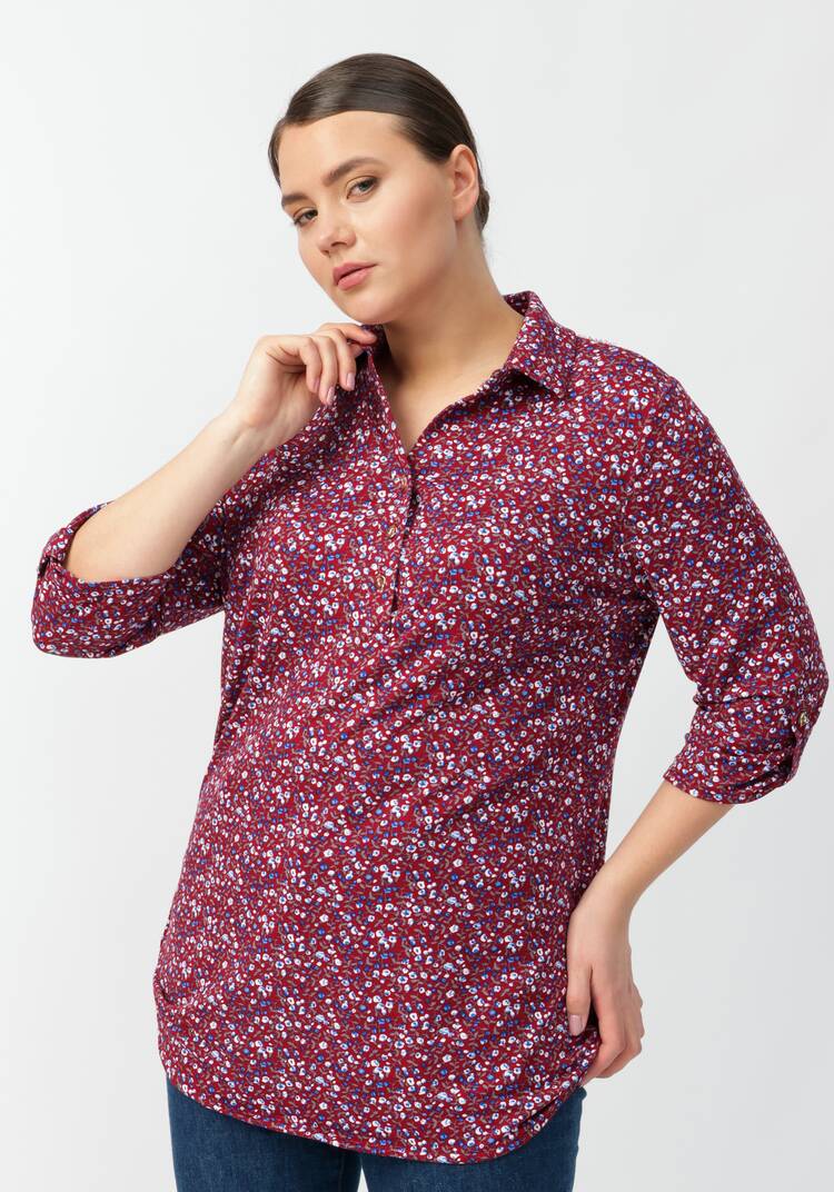 Рубашка хлопковая с цветочным принтом шир.  750, рис. 1