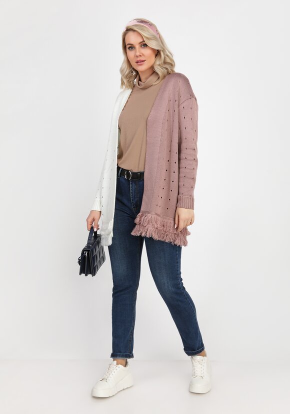 Кардиган с бахромой и поясом шир.  580, рис. 2